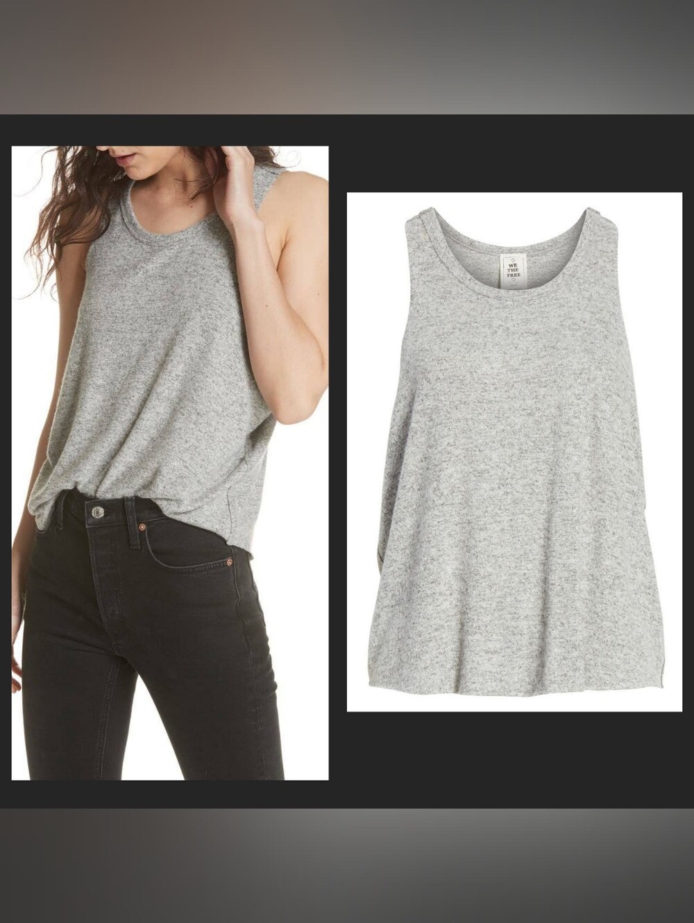We The Free People Raw Cut Seam Hem Low Cut Arm Hole Tank Top Great For Layering